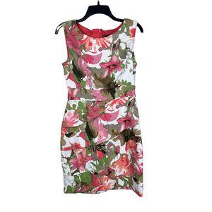 Connected Apparel Women's Floral Ruffled Sleeveless Dress - Size 8